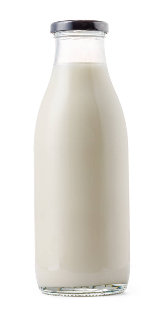 Frasco de leite de vidro fechado isolado sobre fundo branco - Foto, Imagem