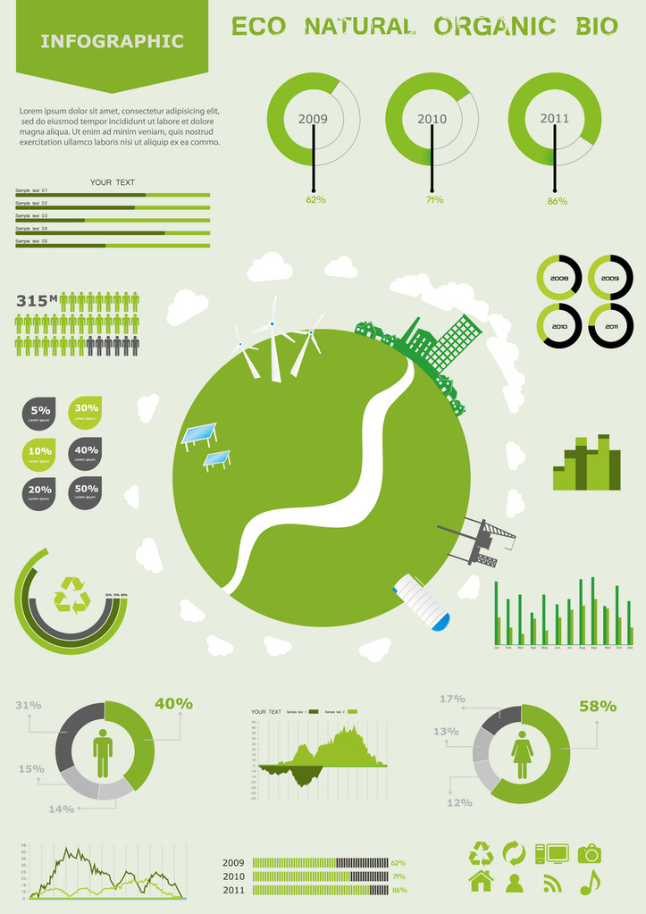 ecologie infographic collectie - Vector, afbeelding