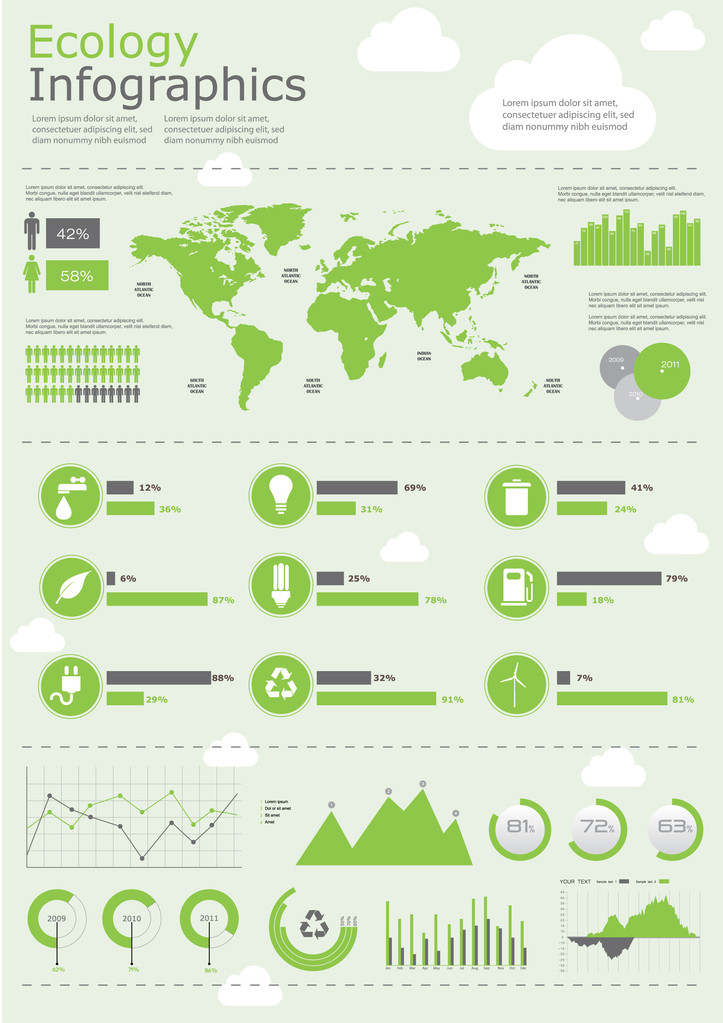 Étiquettes infographiques écologiques
 - Vecteur, image