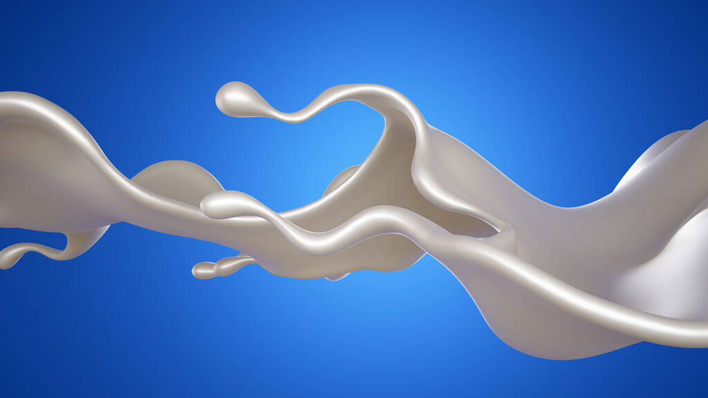 Odrobina mleka na niebieskim tle. 3d renderowanie, ilustracja 3D. - Zdjęcie, obraz