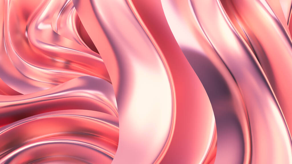 Lujoso fondo rosa con cortinas de satén. representación 3d, ilustración 3d. - Foto, Imagen