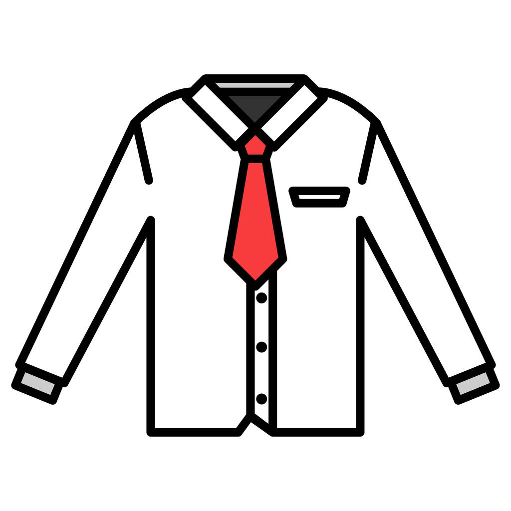 icono de la camisa en estilo plano esbozado escala de grises. ilustración vectorial - Vector, Imagen