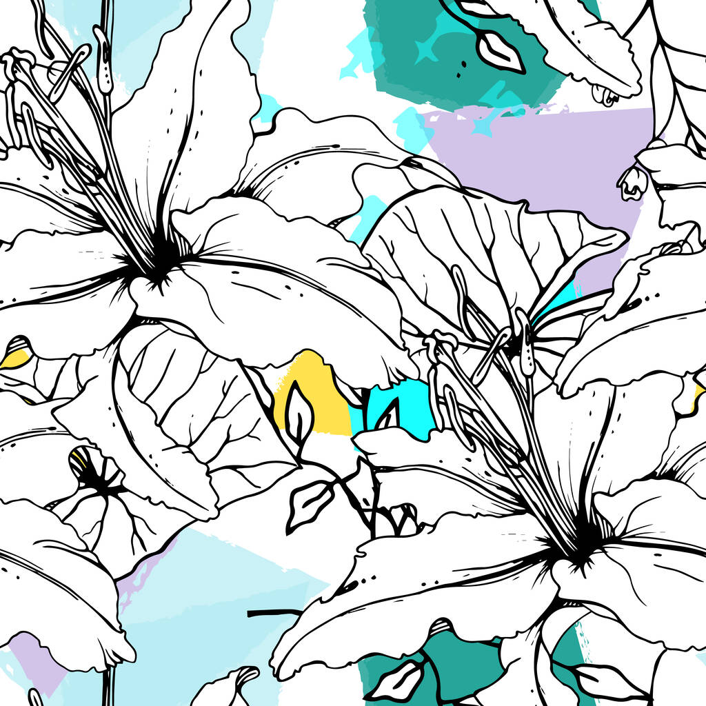 Pincel de folhas de selva tropical de impressão geométrica floral - Vetor, Imagem