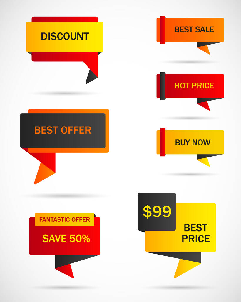 Vector stickers, price tag, banner, label. Coupon sale, offers and promotions vector template. - Vector, Image