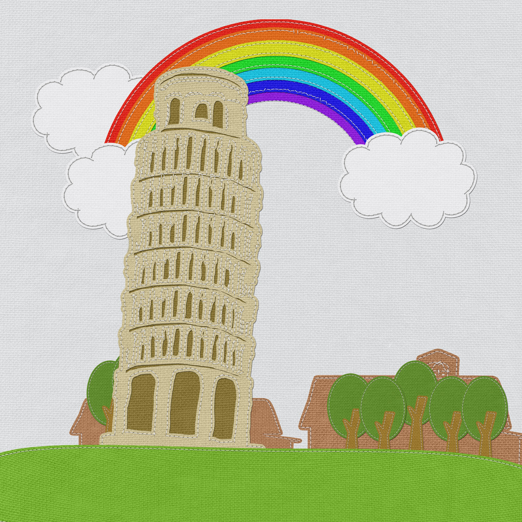 Torre de Pisa em estilo de ponto no plano de fundo da tela - Zdjęcie, obraz