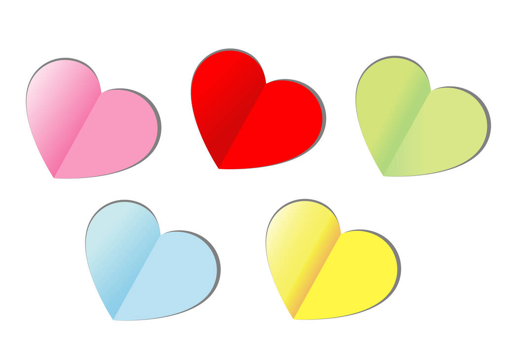 vector illustration of a set of red and yellow hearts - Vector, Image