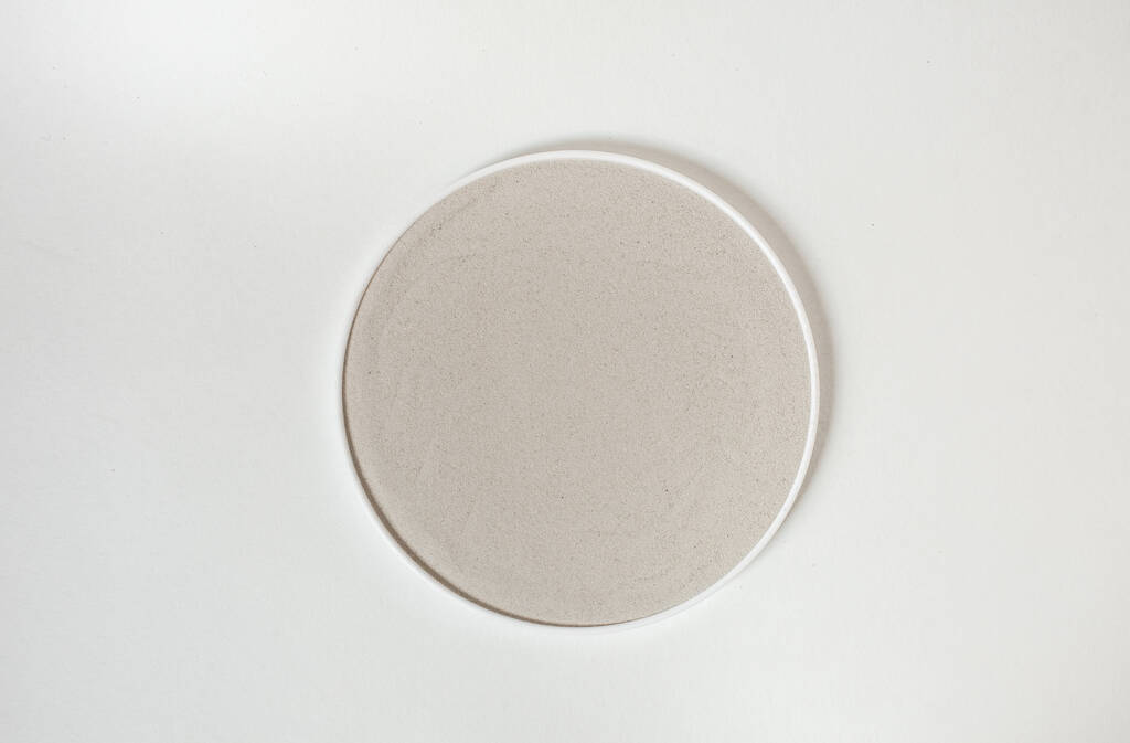 circle beige on a white background top view and empty space for an inscriptio - Photo, Image