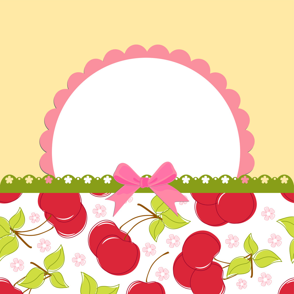 Üres sablon cseresznye üdvözlőlap - Vektor, kép