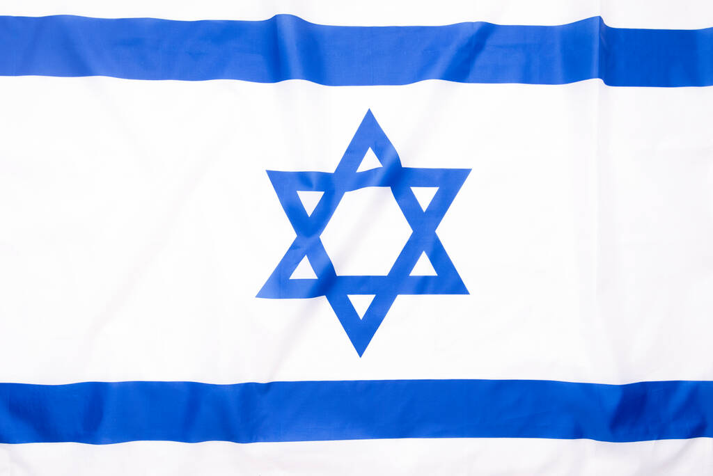 Bandera de Israel, tela Bandera de Sión con Estrella de David, como fondo - Foto, imagen