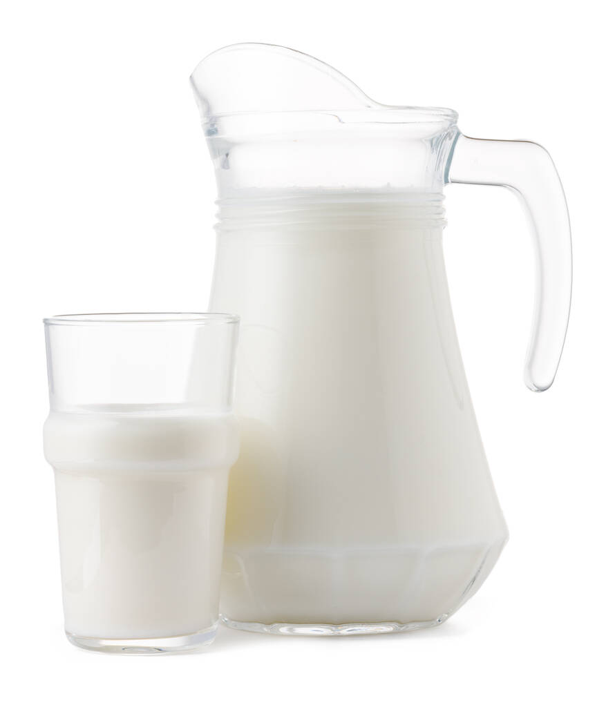 скляна банка і чашка свіжого молока ізольовані
 - Фото, зображення