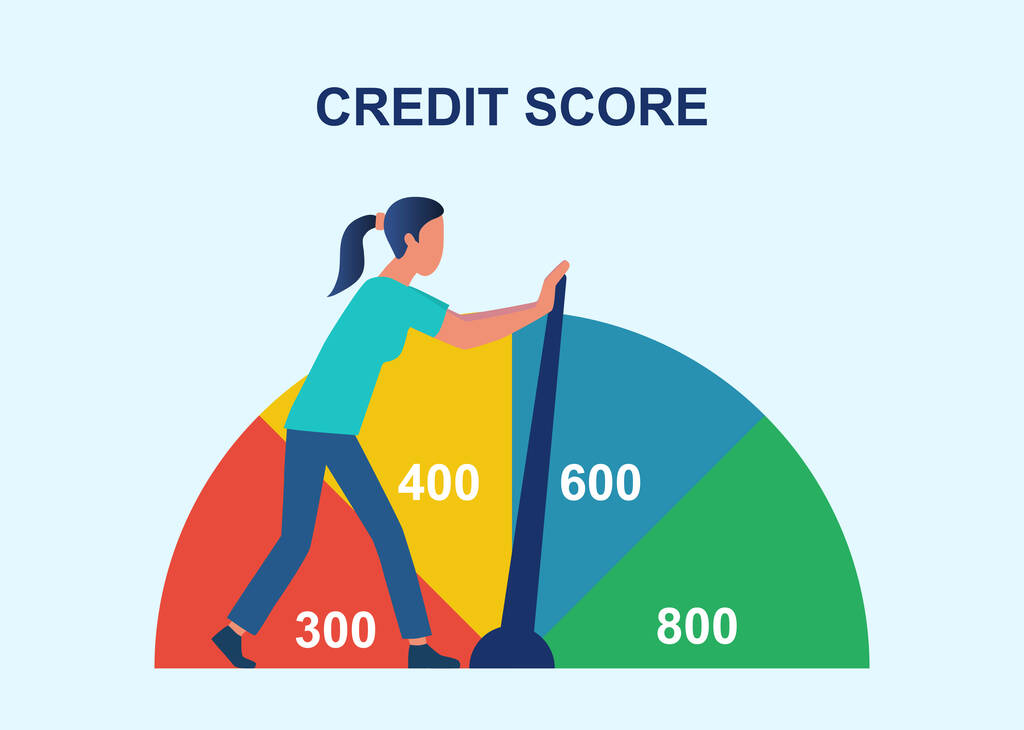 Calificación crediticia, mejora del historial crediticio - Vector, Imagen