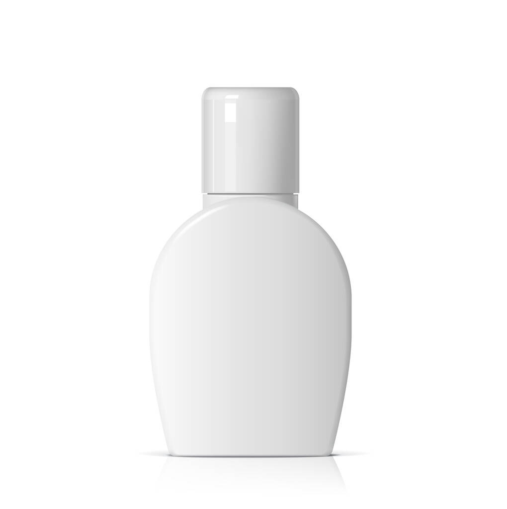 Cool Realistic Flat White műanyag palack. Kozmetikai csomag gyűjtemény krém, levesek, habok, sampon. Vektorillusztráció - Vektor, kép