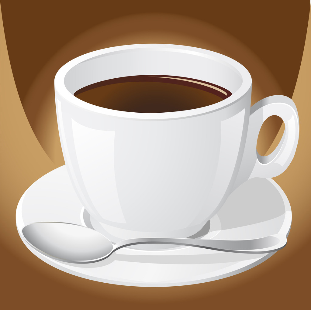 tazza di caffè con un cucchiaio - Vettoriali, immagini
