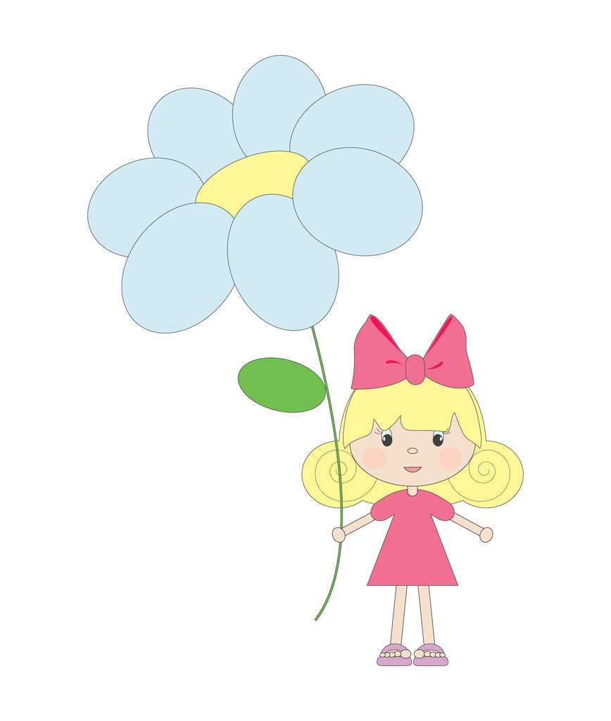 Pieni tyttö kukka
 - Vektori, kuva