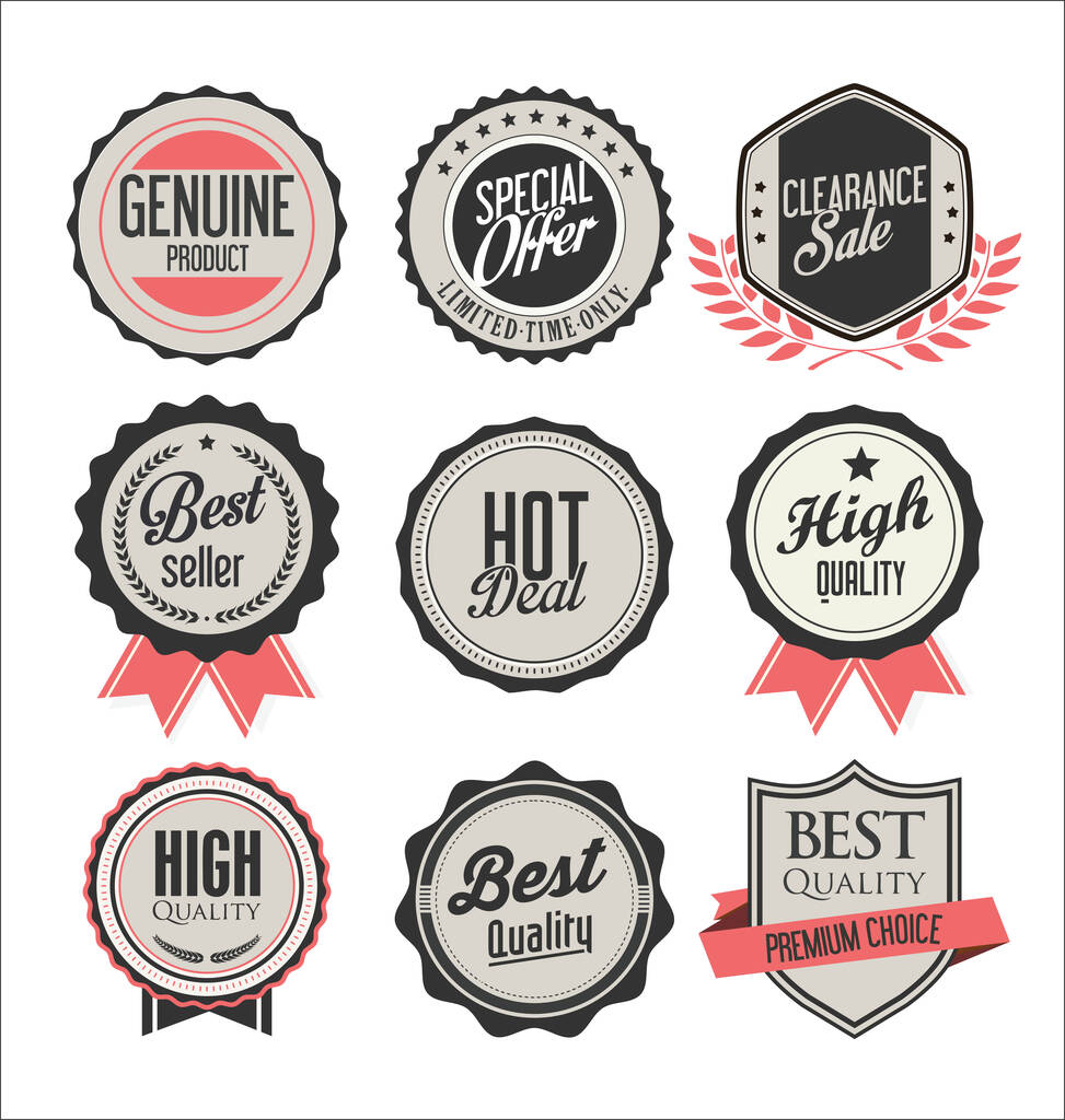 Collection of shields badges and labels retro style  - Vector, Image