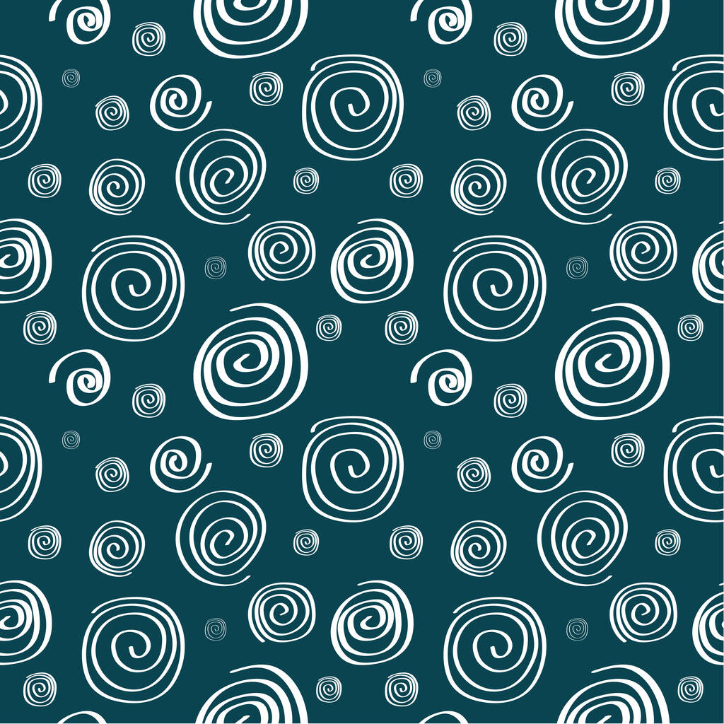 Seamless pattern: funny doodles with a white line on a blue background. flat vector. - Vector, Image