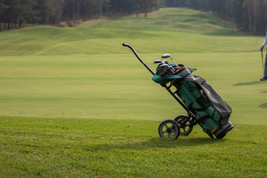 Campo de golf con bolsa de golfistas - Foto, Imagen