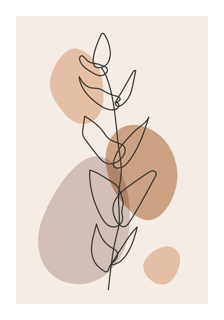 Minimalistische botanische tak met bladeren abstracte collage - Vector, afbeelding