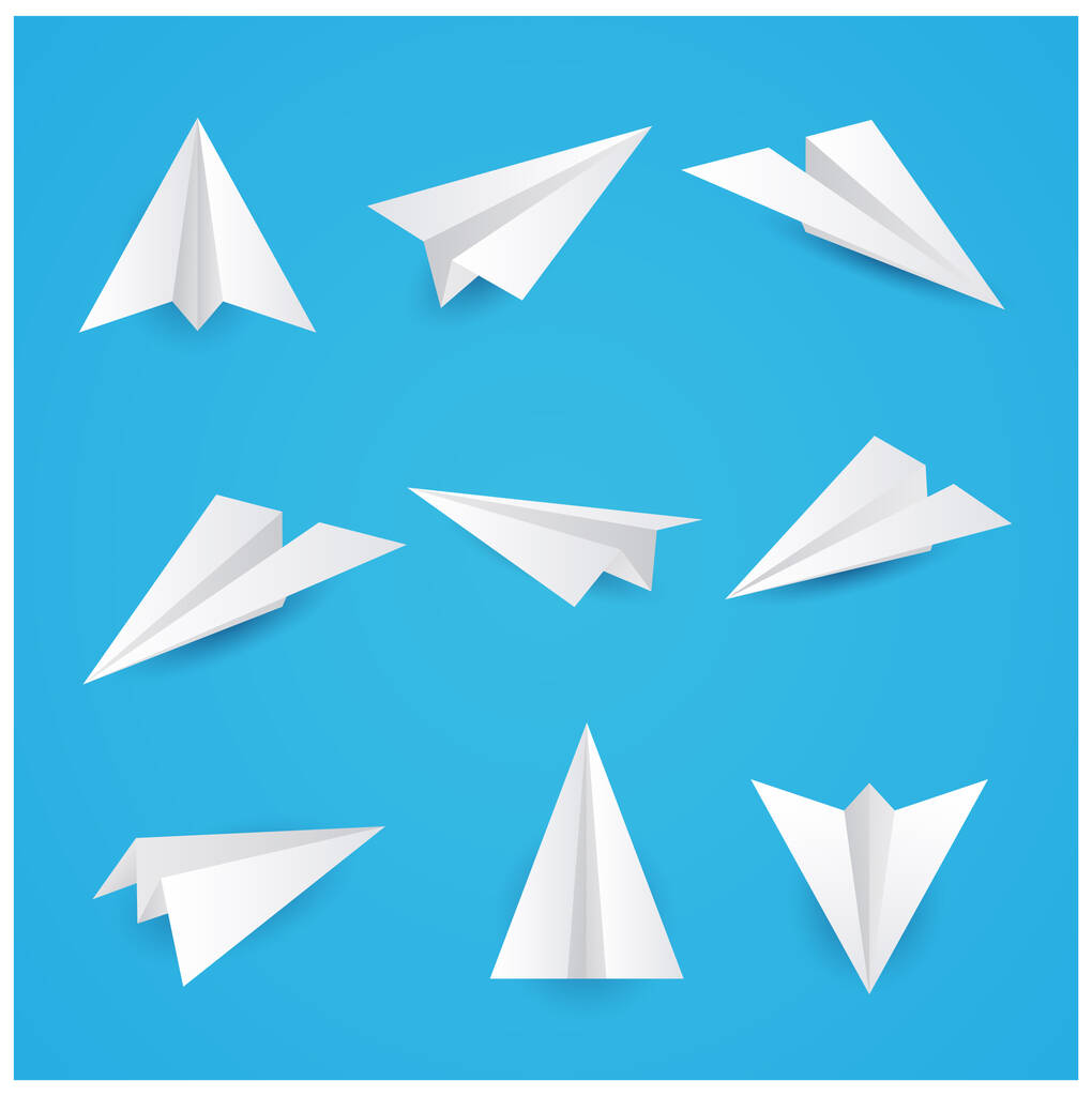 origami de papel com nuvens brancas no fundo azul - Vetor, Imagem