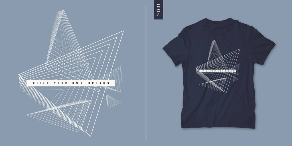Geometrický abstraktní design trička, plakát, tisk, šablona - Vektor, obrázek