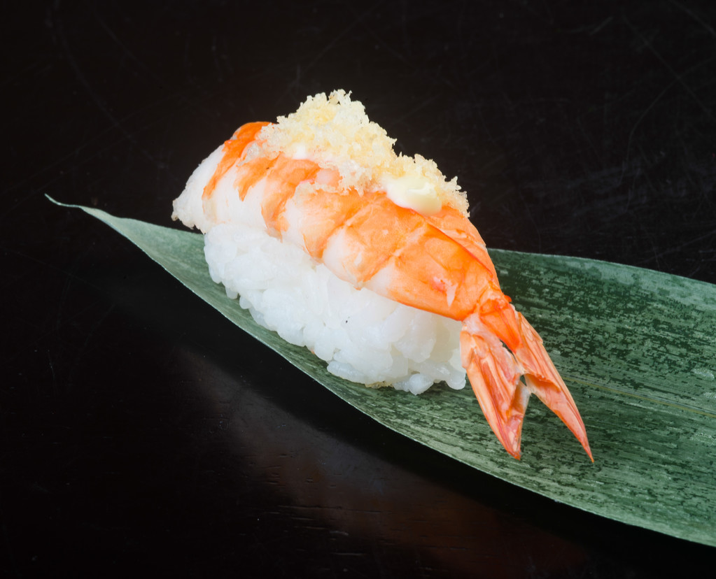 cozinha japonesa. camarão sushi no fundo
 - Foto, Imagem