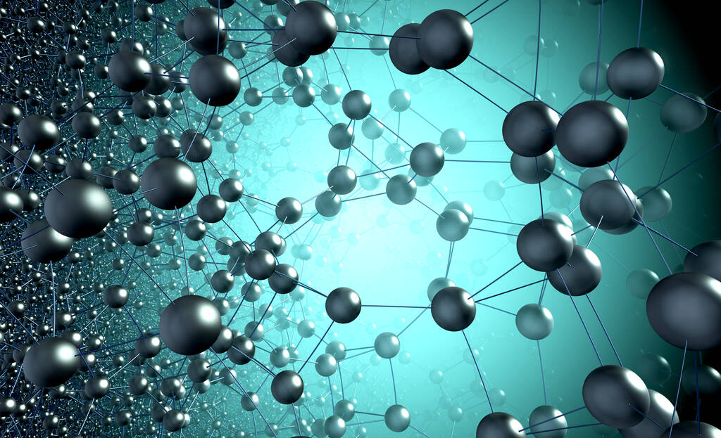 Kimyasal Yapı. Moleküller ve kimyasal bağlar. 3d illüstrasyon - Fotoğraf, Görsel