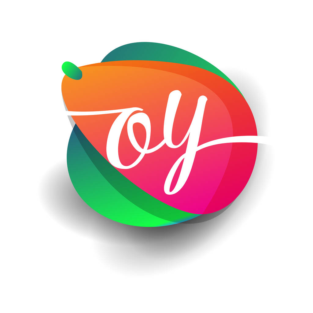 Buchstabe OY Logo mit bunten Spritzhintergrund, Buchstabenkombination Logo-Design für kreative Industrie, Web, Wirtschaft und Unternehmen. - Vektor, Bild