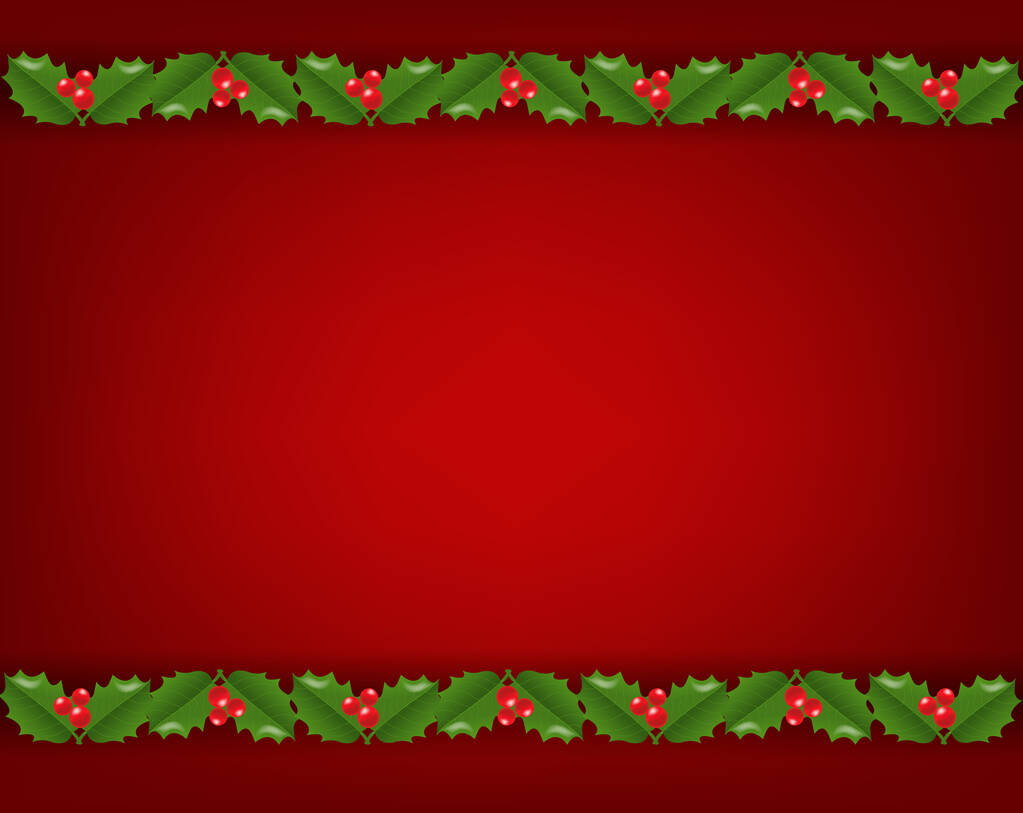 Cartolina natalizia Ghirlanda con Holly Berry sfondo rosso - Vettoriali, immagini