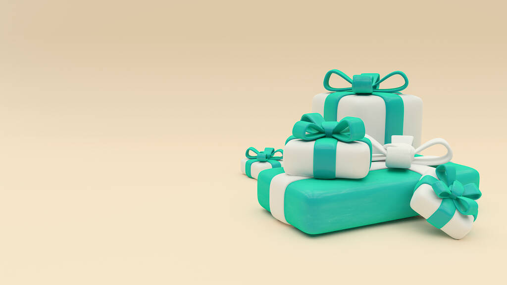 С Рождеством и Новым годом. 3D иллюстрация высококачественных подарочных коробок.  - Фото, изображение