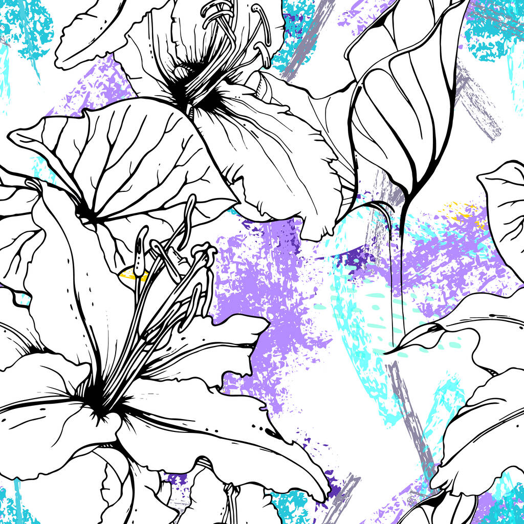 Floral Geometric Print Tropischer Jungle Leaf Pinsel - Vektor, Bild