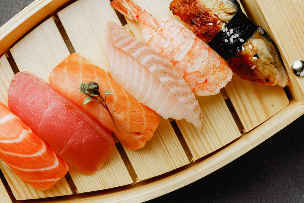Clsoe up of nigiri sushi on plate - Photo, Image