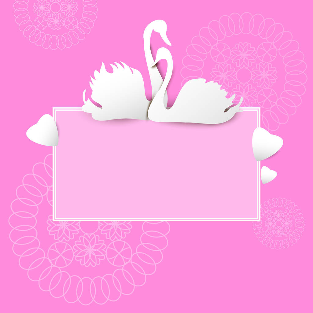   roze achtergrond met een hart en swans.vector illustratie - Vector, afbeelding