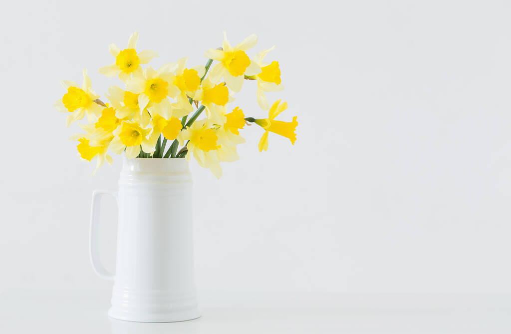 flores amarelas da primavera no fundo branco - Foto, Imagem