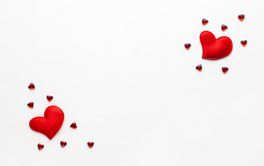 Conceito do Dia dos Namorados com corações vermelhos. Flat lay, espaço de cópia - Foto, Imagem