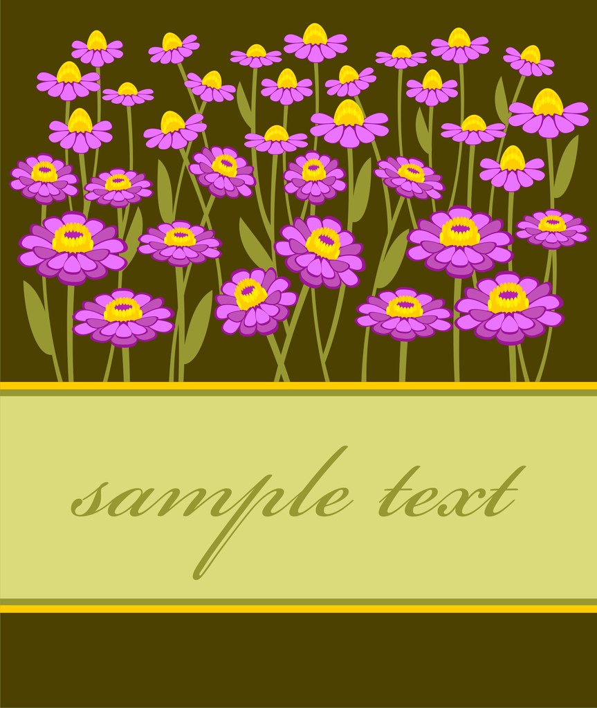 Postcard with lilac chamomile - Vector, Image