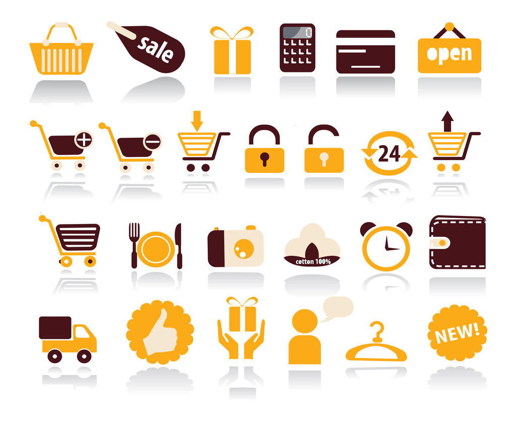 Shopping and Sale vector icons on white background - Vector, Image
