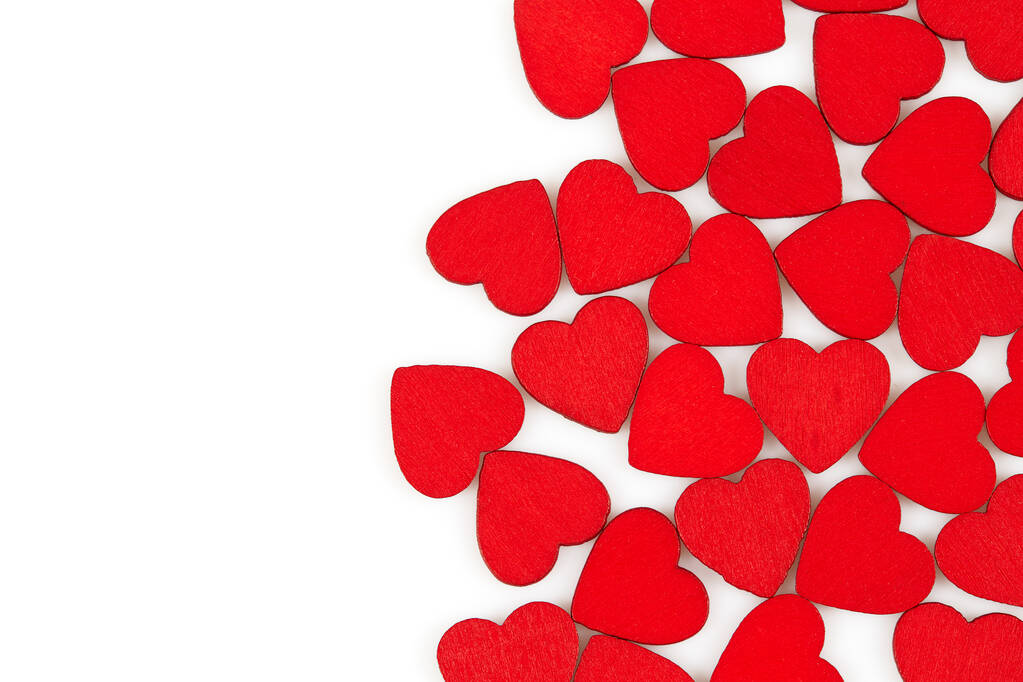 corações de madeira vermelho isolado no fundo branco - Foto, Imagem