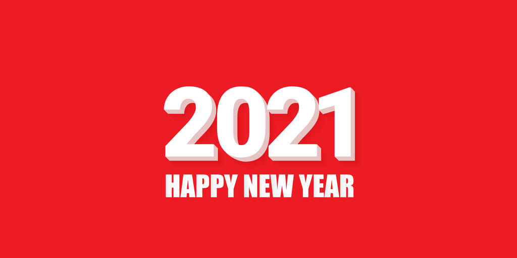 С наступающим Новым годом креативный дизайн на фоне баннера или поздравительной открытки с текстом. вектор 2021 новые номера года с тенью изолированы на красном абстрактном фоне - Вектор,изображение