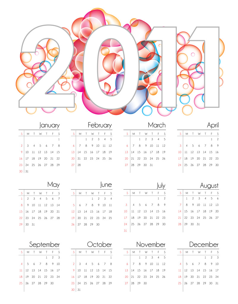 kleurrijke vector kalender voor 2011 - Vector, afbeelding
