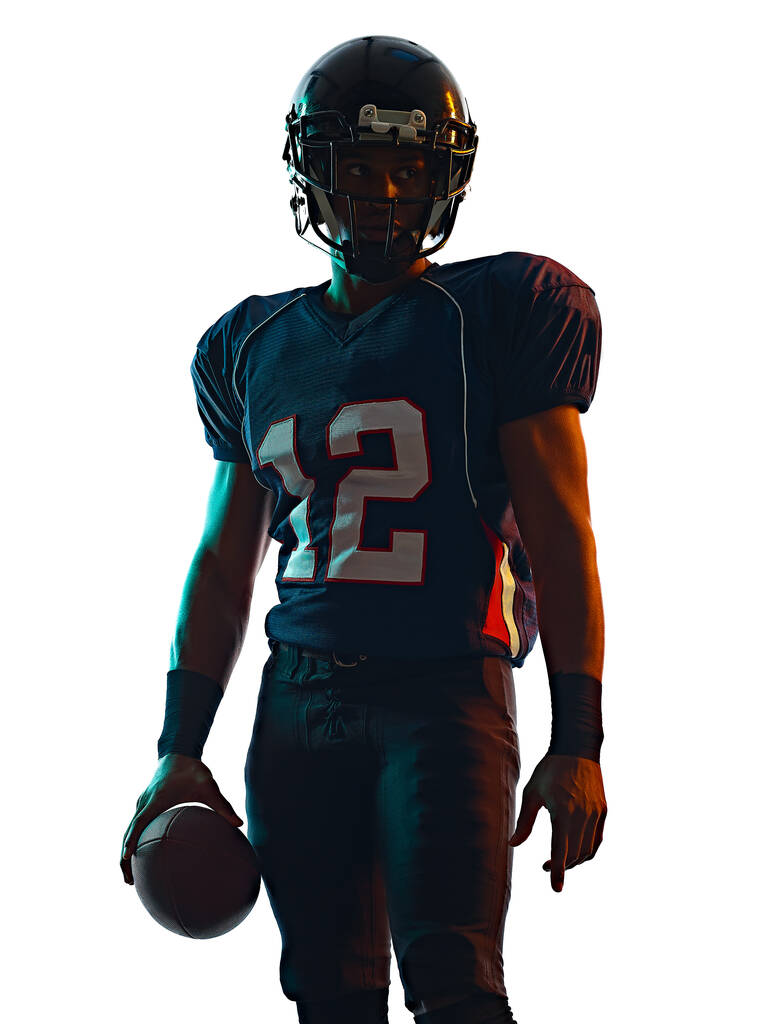 American Football-Spieler Mann isoliert weißen Hintergrund - Foto, Bild