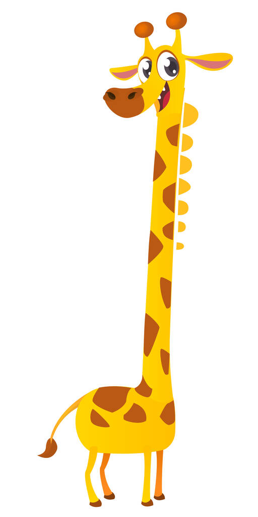 Divertido diseño de dibujos animados jirafa. Ilustración vectorial aislada - Vector, Imagen
