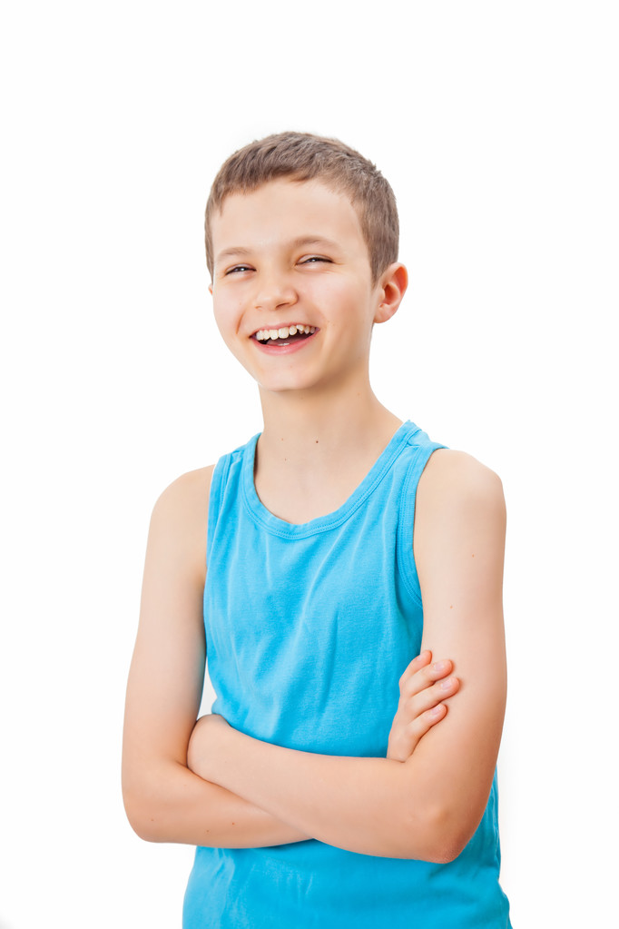Portrait of a teenage boy in a tank top - Photo, Image