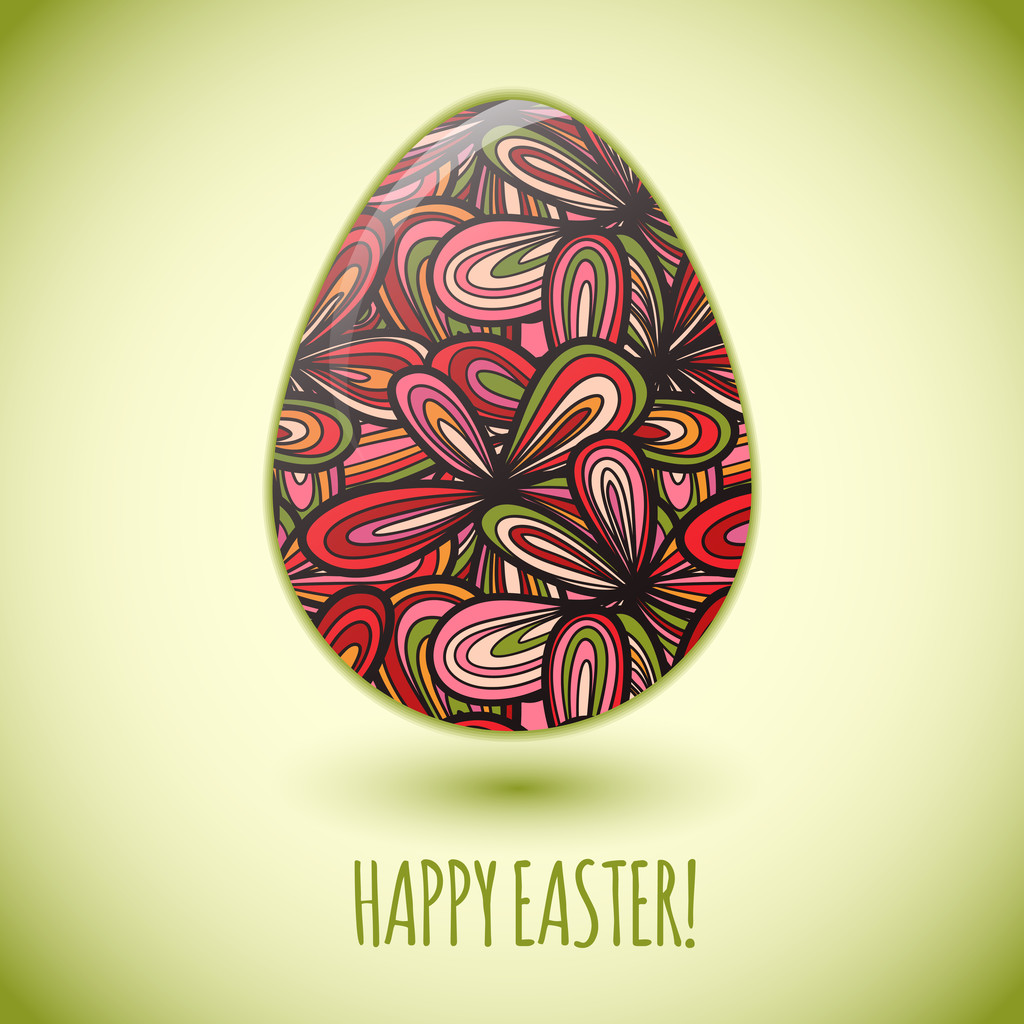 Huevo de Pascua tarjeta de felicitación ornamento dibujado a mano
 - Vector, imagen