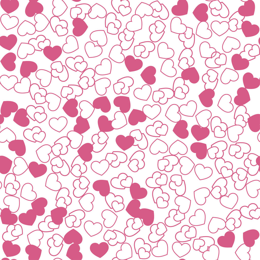   Cuori rosa su sfondo bianco. Vettore senza soluzione di continuità romantico amore modello di San Valentino. Per tessuto, tessile, design, copertura, banner. - Vettoriali, immagini