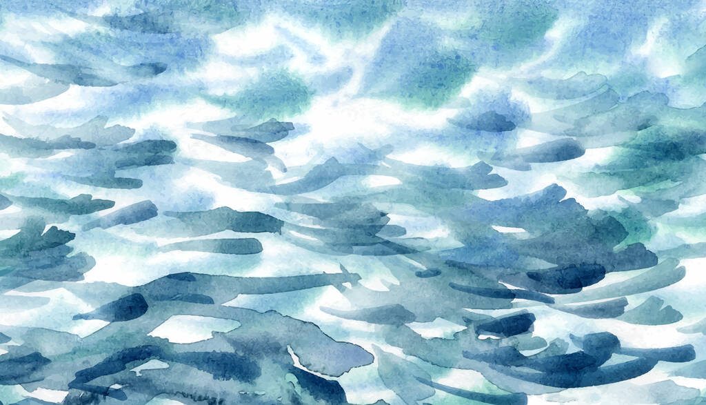Ručně malované mořské vody textury, abstraktní akvarel pozadí - Vektor, obrázek