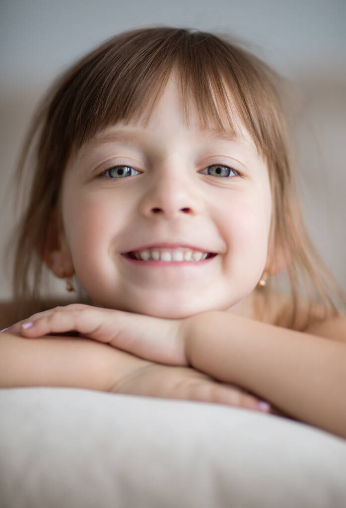 Closeup portrait of cute little girl indoors - Photo, Image