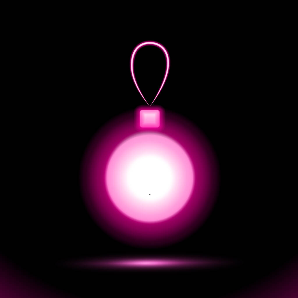 Рождественский розовый шар векторный значок Неоновая лампа, дизайн на черном фоне. Флуоресцентный объект. Знак люминесцентной подсветки. Декорации к Рождеству, новогодняя иллюстрация. Eps10. - Вектор,изображение