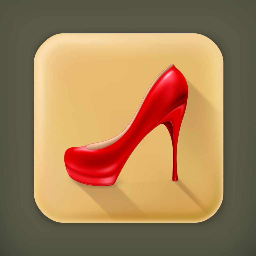Ladies shoe, long shadow icon - Vector, Image