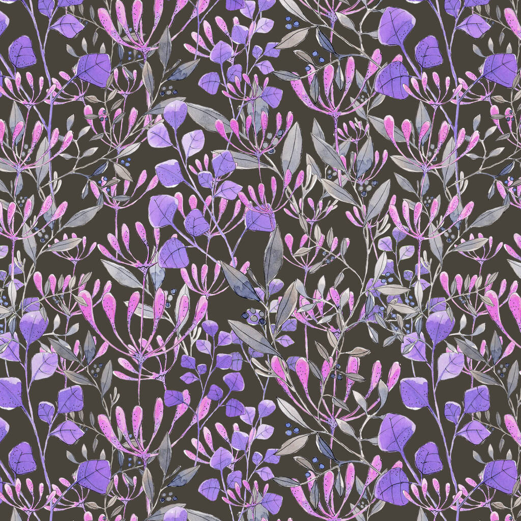 patrón sin costura acuarela patrón floral de diferentes prados de hierba, fo fondo de pantalla o tela - Foto, imagen