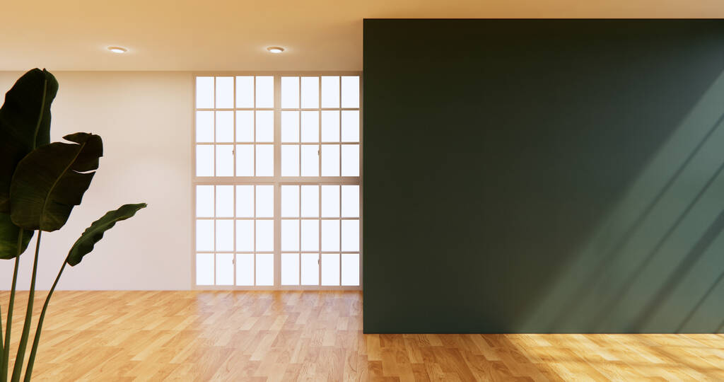 Office Interior Mock up of panoraama toimitusjohtaja toimisto japanit style.3D renderöinti - Valokuva, kuva